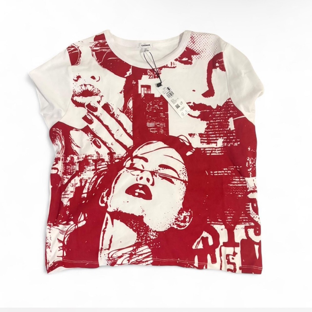 Garage  Red and White Graphic Tee